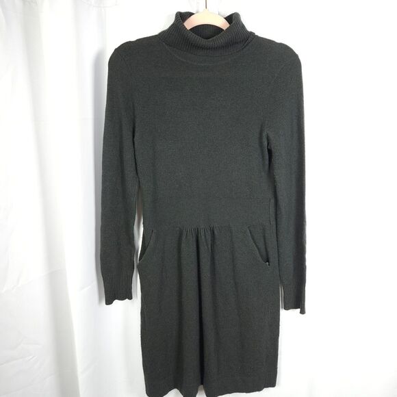 J.Crew Womens Small Gray Wool Cashmere Sweater Turtleneck Knee Length Dress - Picture 1 of 6